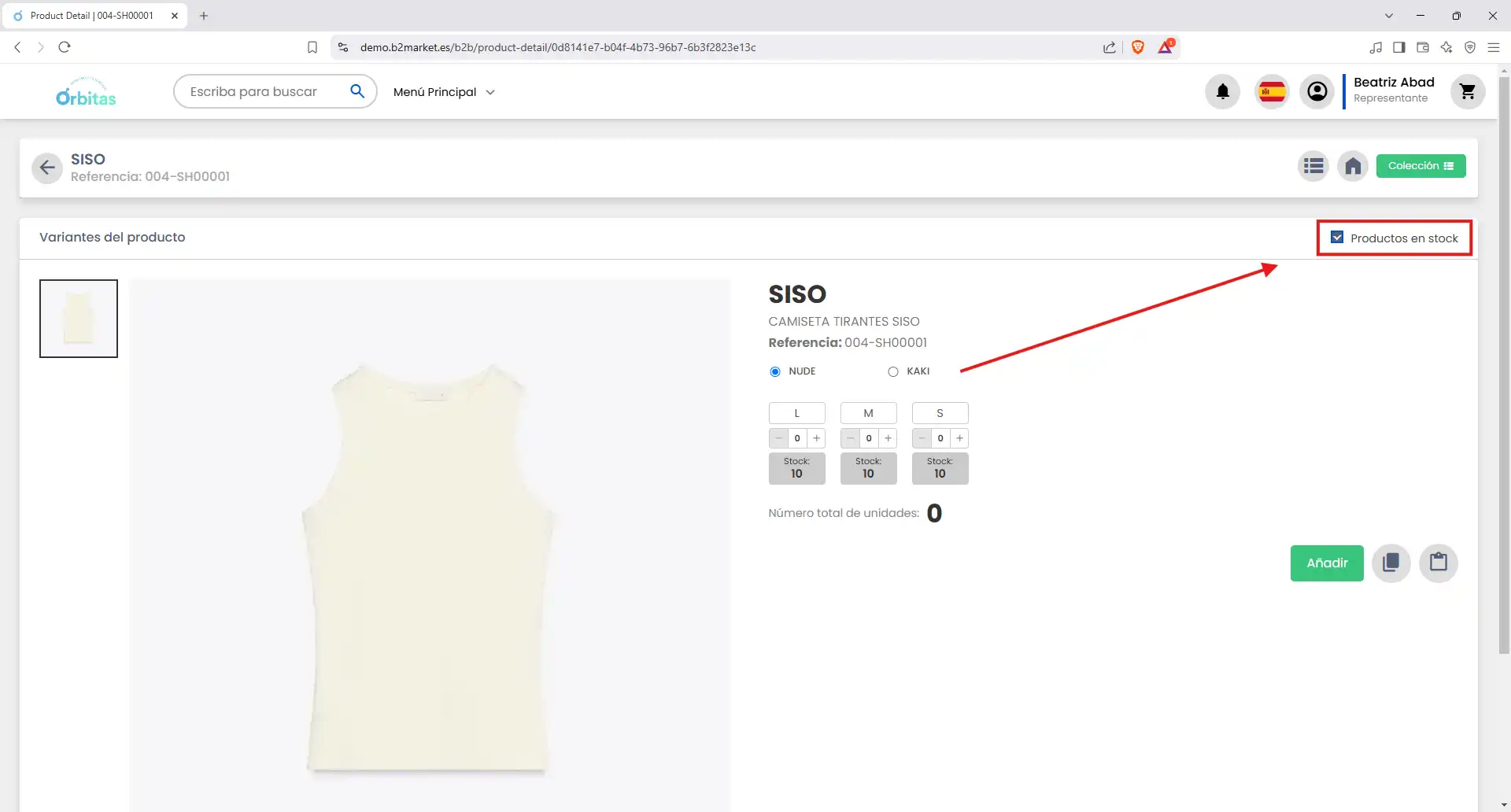Botón opcional para marcar productos en stock