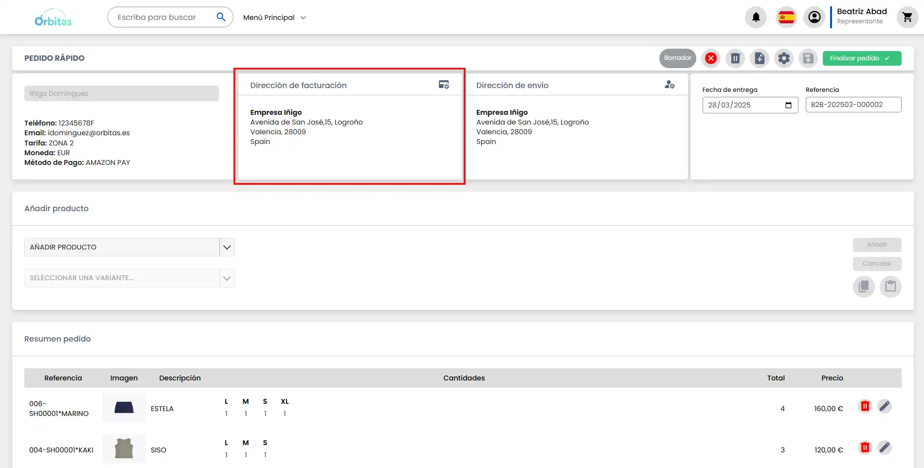 Dirección de facturación