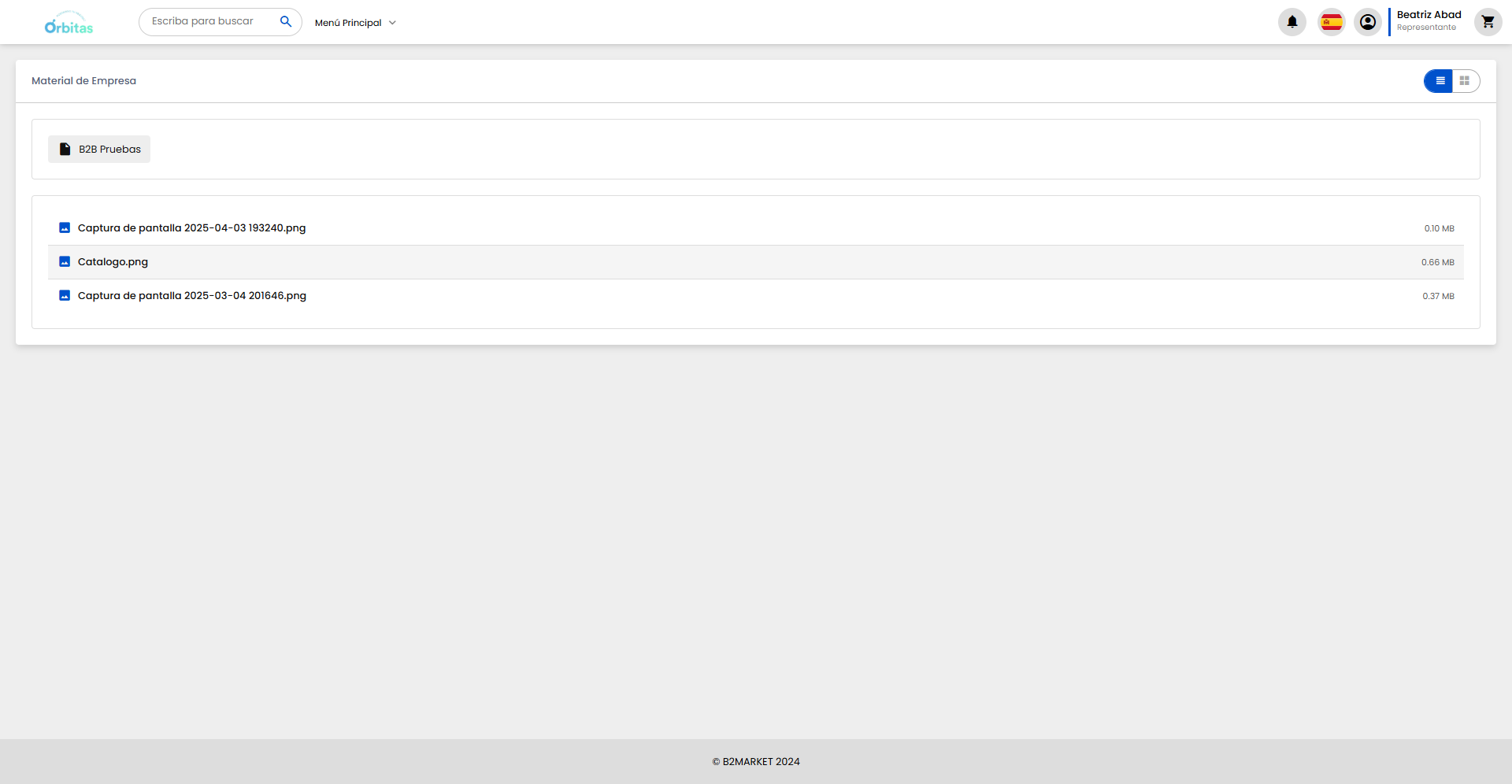 Pantalla Almacenamiento