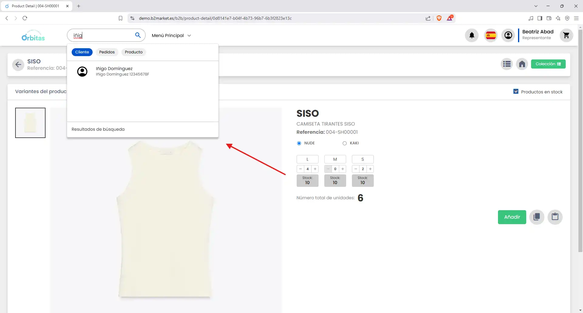 Seleccionar la barra de búsqueda