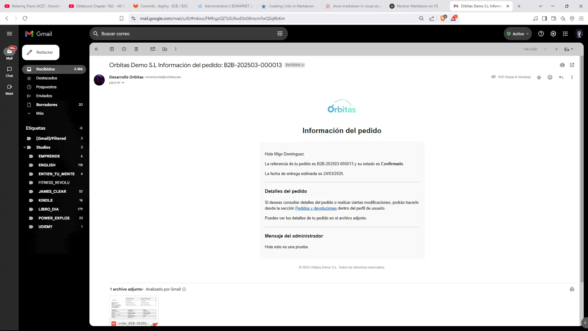 Modal email detalles