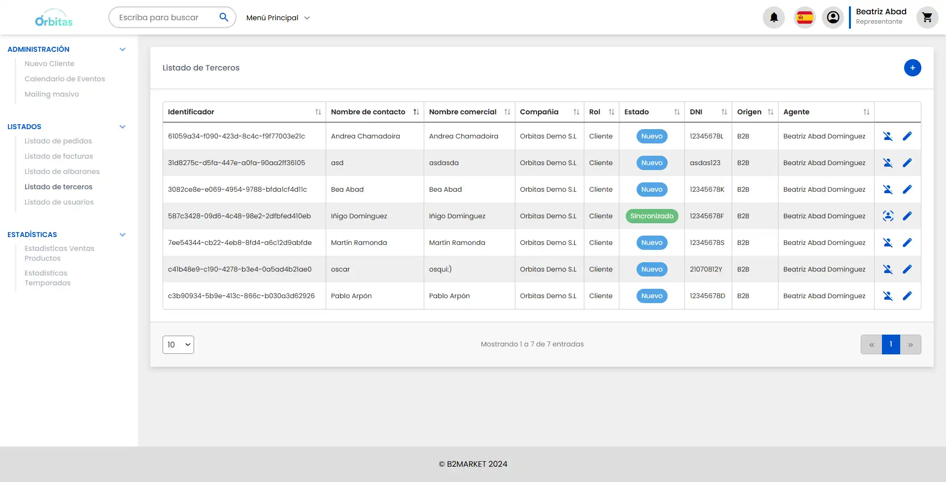 Imagen listado de terceros