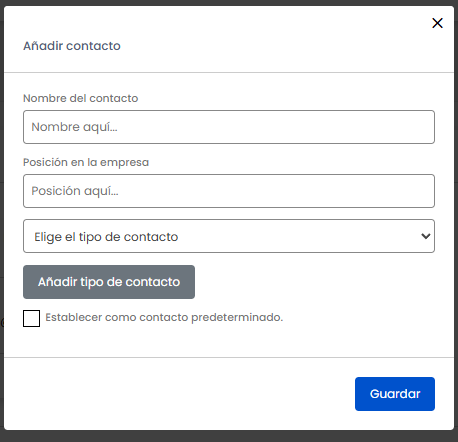Pantalla añadir contacto nuevo