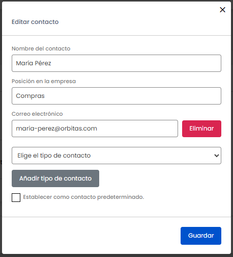 Pantalla edición contacto