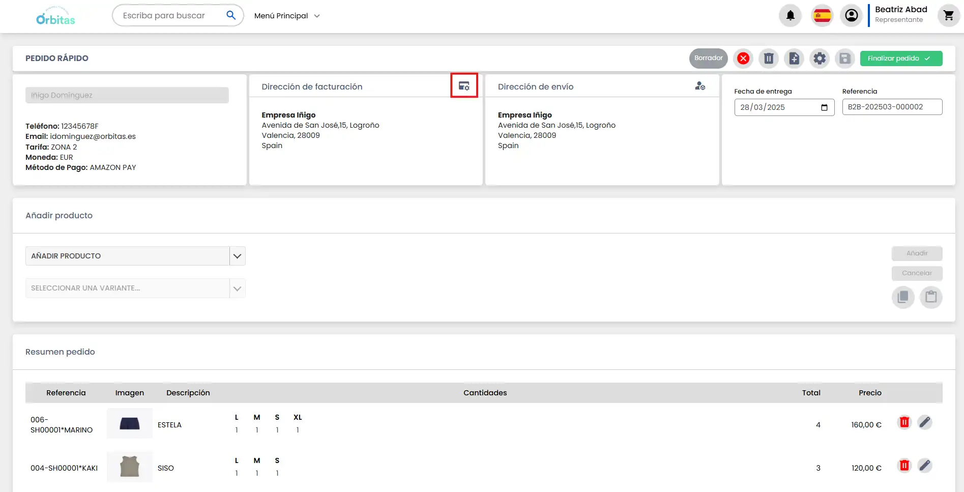 Dirección de facturación
