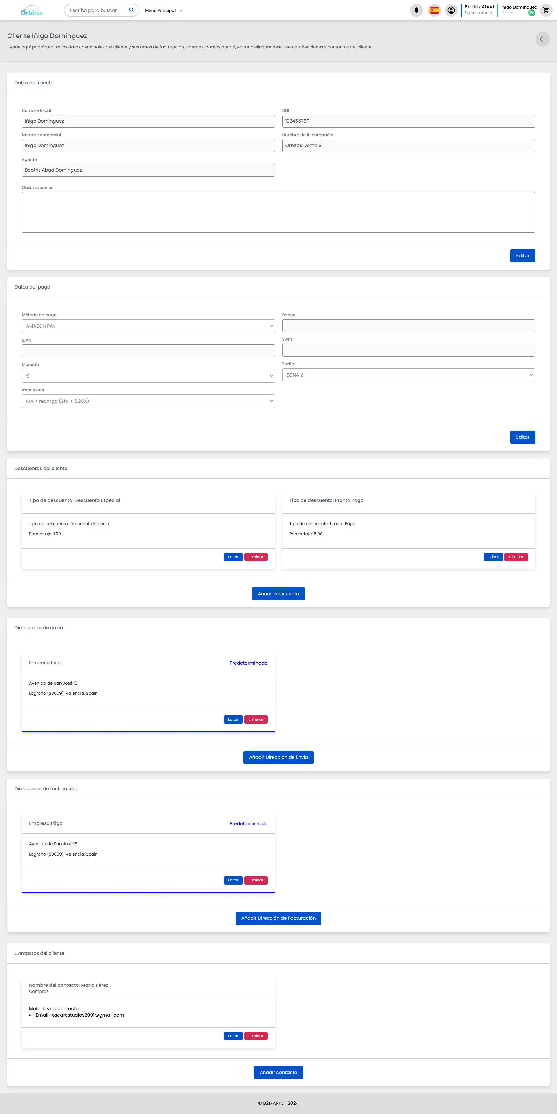 Pantalla edicion cliente