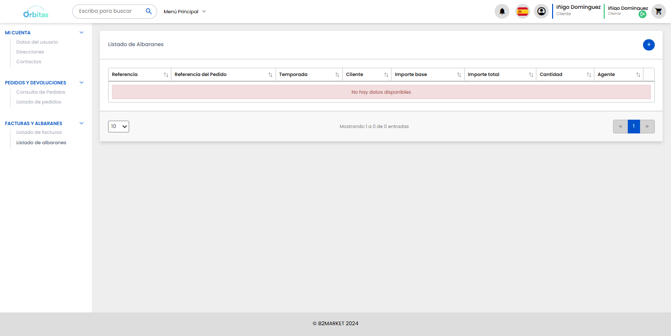 Pantalla Listado de Albaranes