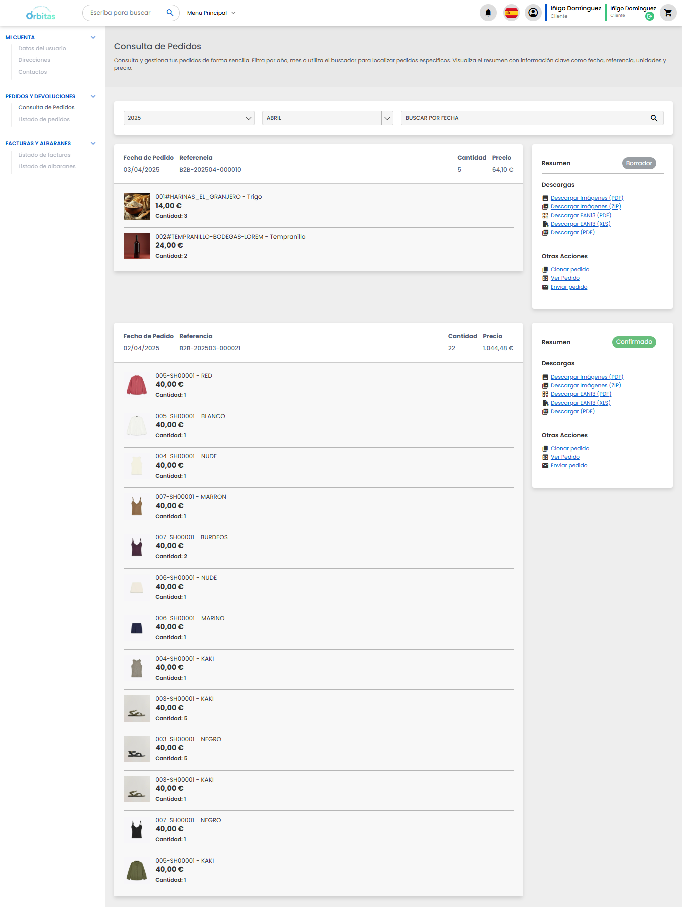 Pantalla Consulta de Pedidos