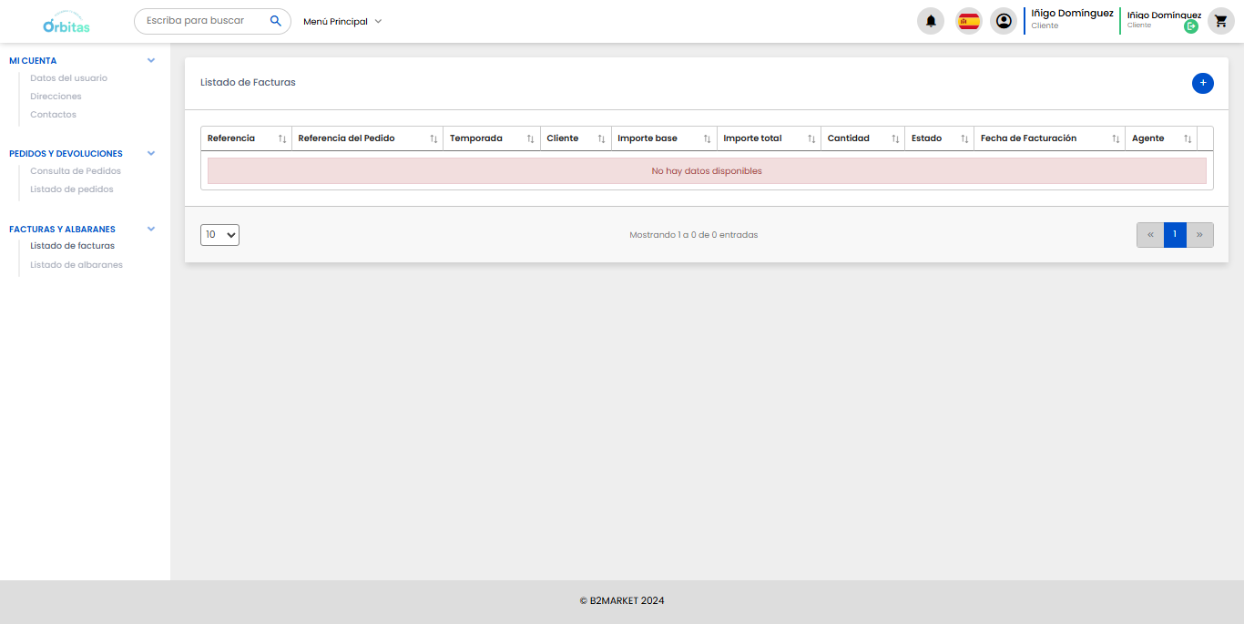 Pantalla Listado de Facturas