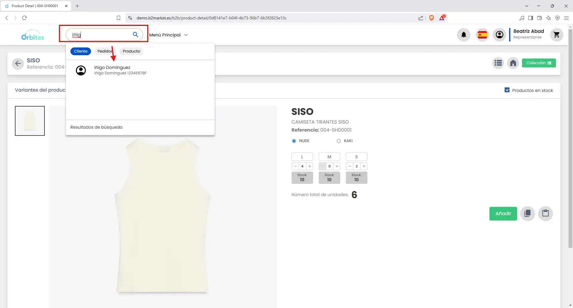 Escribir el nombre del cliente